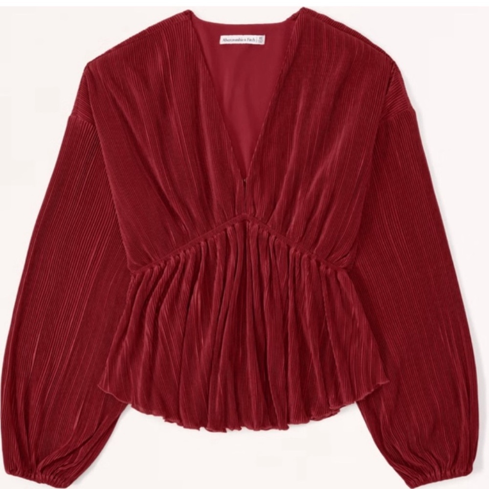 ABERCROMBIE Long-Sleeve Satin Easy Waist Top